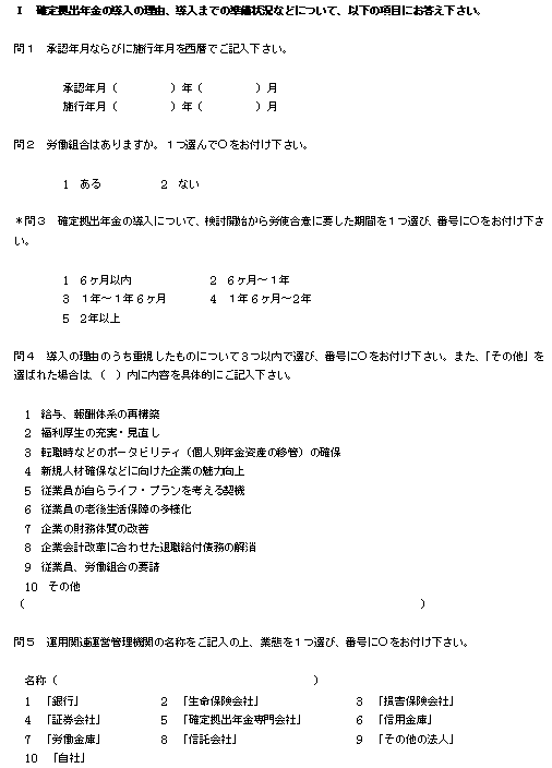 確定拠出年金実態アンケート調査企業調査の図