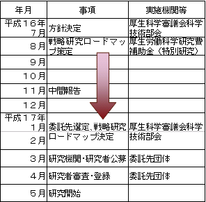戦略研究創設までのスケジュールの図