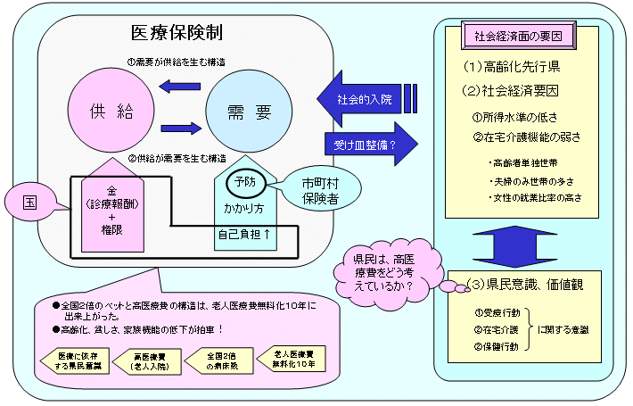 全国一の療養病床ができた構造的要因の図